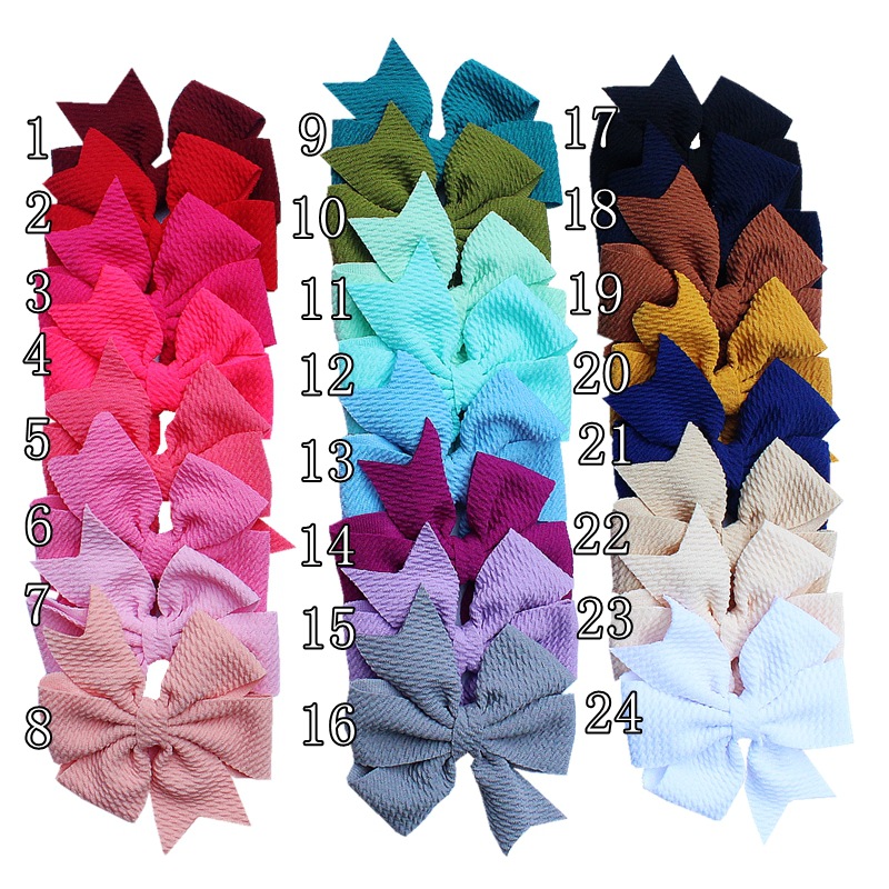  New 4" Solid Waffle Texture Hair Bows with/without Clips Kids Hairpins Hairgrips Hair Accessories For Girls