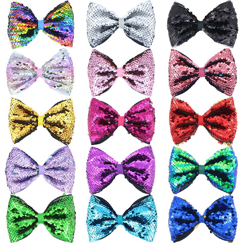   DHgate 5 Inch DIY Mini Sequins Litlle Girls Hair Bows Clips Shiny Cute Glitter Hairpins for Party Barrettes Headwear Accessories DH0470
