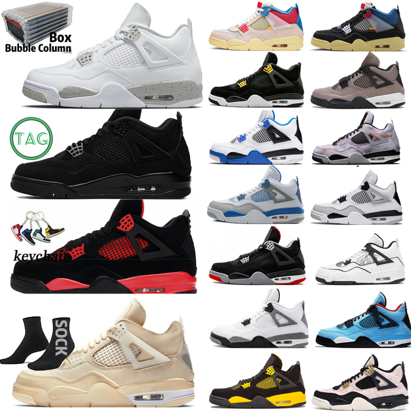 Sail Oreo Black Cat 4 4s Mens Basketball Shoes Bred University Blue Fire Red Thunder White Cement Infrared Lighnting Military Grey Men Sports Women Sneakers Trainers
