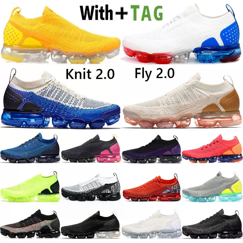 2022 Top Quality Cushion Knit OG Moc Fly 2.0 Mens Running Shoes Triple White Sail Red Fuchsia Racer Blue Diffused Taupe Men Women Sneakers Trainers Size 36-45