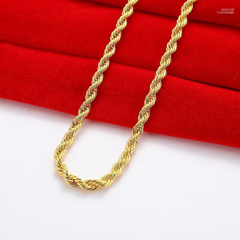 Chains Drop Gold Color 6mm Rope Chain Necklace For Men Women Hip Hop Jewelry Accessories Fashion 22inch Elle22