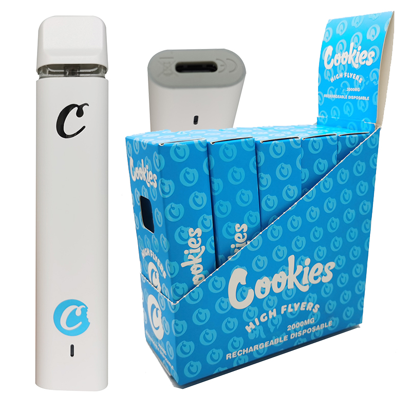 2ML Cookies Disposable Vape Pen Device Pods Packaging 350mah Built-in Rechargeable Battery E Cigarettes Vapes Pod Thick Oil Vaporizer Pens Snap-on Tips