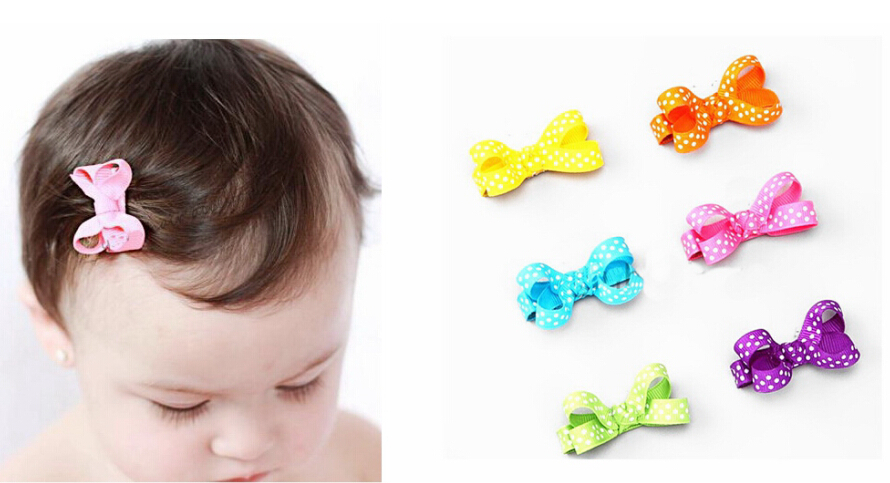 Baby, Kids & Maternity>Accessories>Hair Accessories 100pcs 2" Wave point dot Hair Bow clip Baby mini Hairbows Grosgrain Ribbon Boutique bowknot with Alligator clip headwear Accessories HD3346