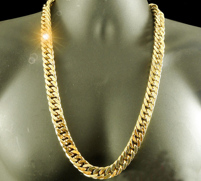  24K Real YELLOW GOLD FINISH SOLID HEAVY 11MM XL MIAMI CUBAN CURN LINK NECKLACE CHAIN Best Packaged Free shipping Unconditional Lifetime