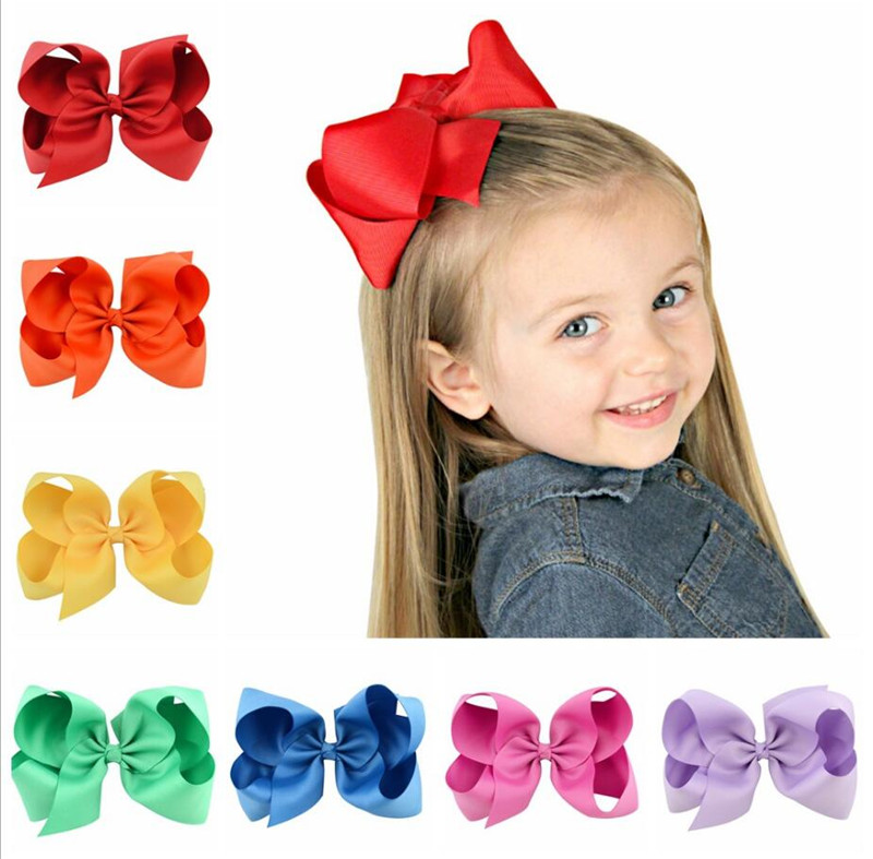  6Inch Large Hair Bows Fashion Girls'Hair Accessories Hair Clip Boutique Bows Hairpins Hair Grip Grosgrain Ribbon bows TO559