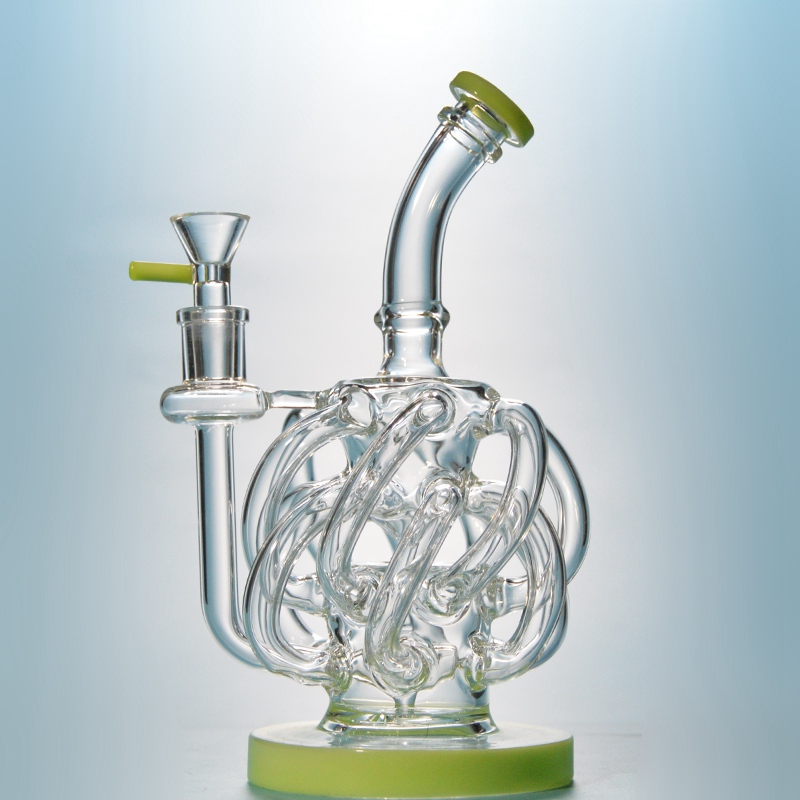   DHgate Super Vortex Glass Bong Dab Rig Hookahs Tornado Cyclone Recycler Rigs 12 Recyclers Tube Water Pipe 14mm Joint Bongs with Heady Bowl XL137