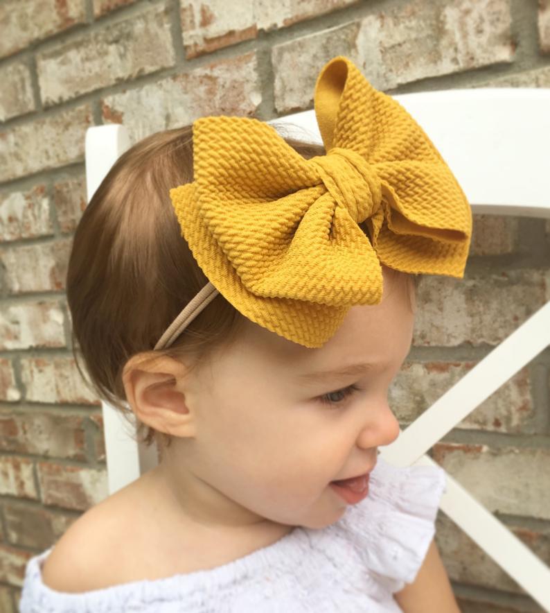  Cute Big Bow Hairband Baby Girls Toddler Kids Elastic Headband Knotted Nylon Turban Head Wraps Bow-knot Hair Accessories