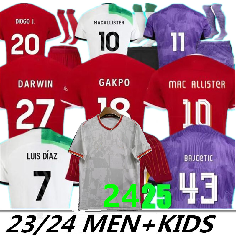 S-4XL 23/24 soccer jerseys fan player version GAKPO DARWIN 2023 Luis DIaz Alexander Arnold football kit MAC ALLISTER Szoboszlai kids uniform A.BECKER goalkeepe