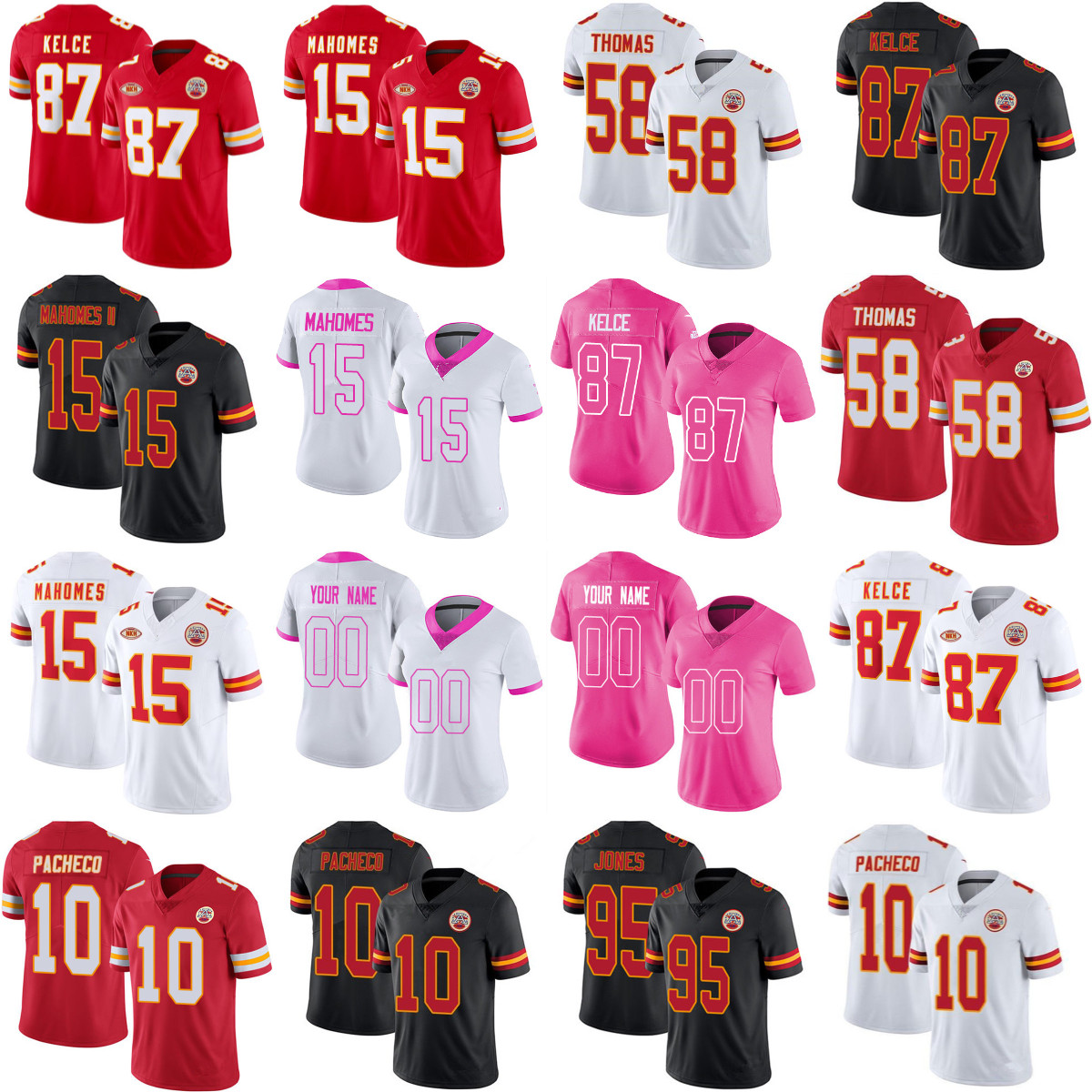  Men #15 Patrick Mahomes Travis Kelce Isaih Pacheco Football Jersey Chris Jones Harrison Butker Nick Bolton Justyn Kadarius Humphrey Trent Mcduffie #1 Xavier Worthy