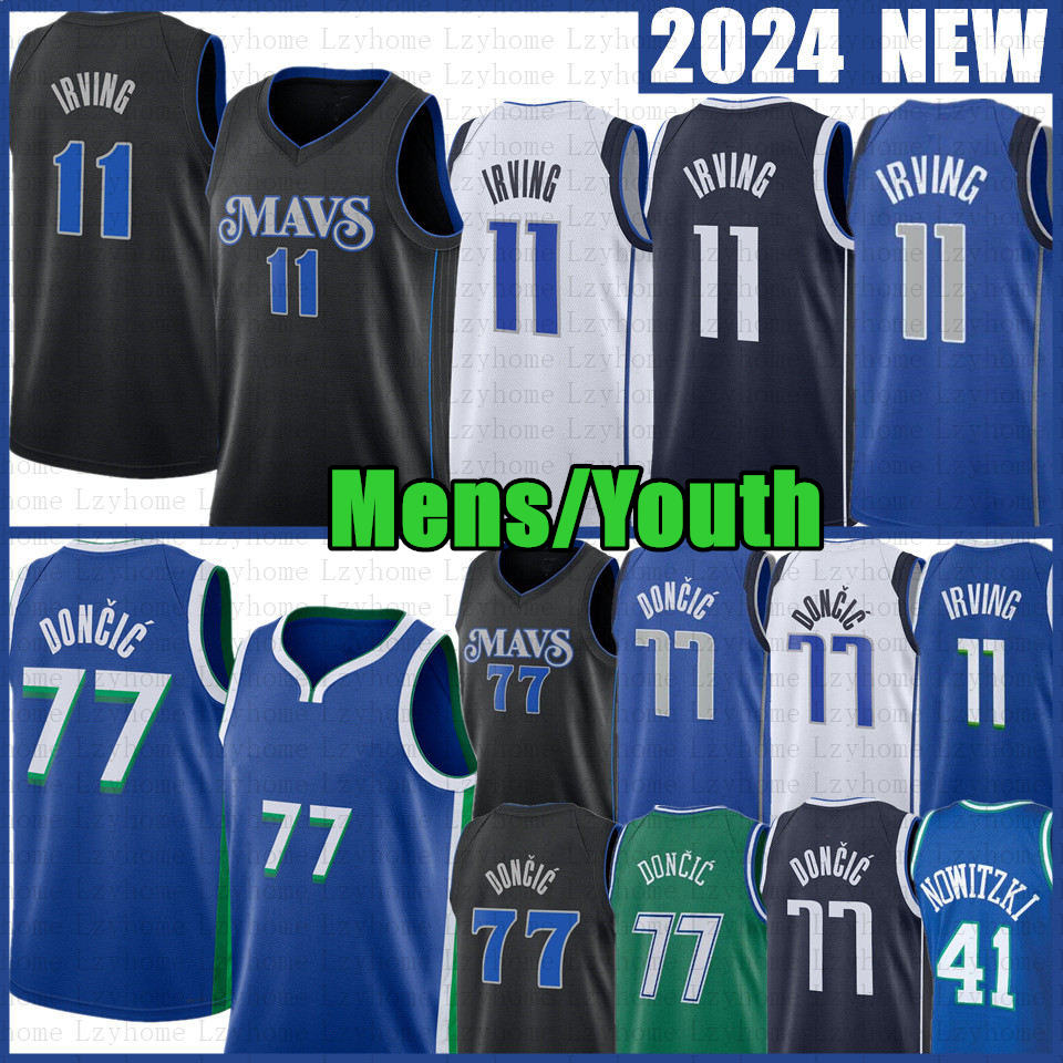   DHgate Mens Youth Luka Doncic Kyrie Irving Basketball Jerseys Dirk Nowitzki City 77 11 Blue Kids Black Edition Green Jersey 2023 2024