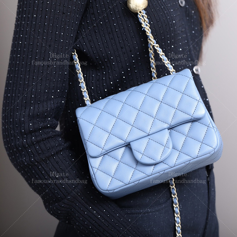  20A Mirror Quality Mini Crossbody Bag Designer Flap Bag Lambskin Handbag Women Purse Chain Bag With Box 24C01B