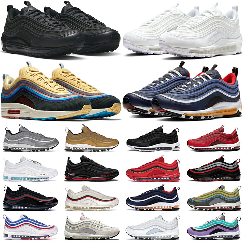  97 running shoes men women 97s Triple Black White Gold Silver Bullet Sean Wotherspoon Gym Red Bred Midnight Navy Mens Trainers Outdoor Sneakers