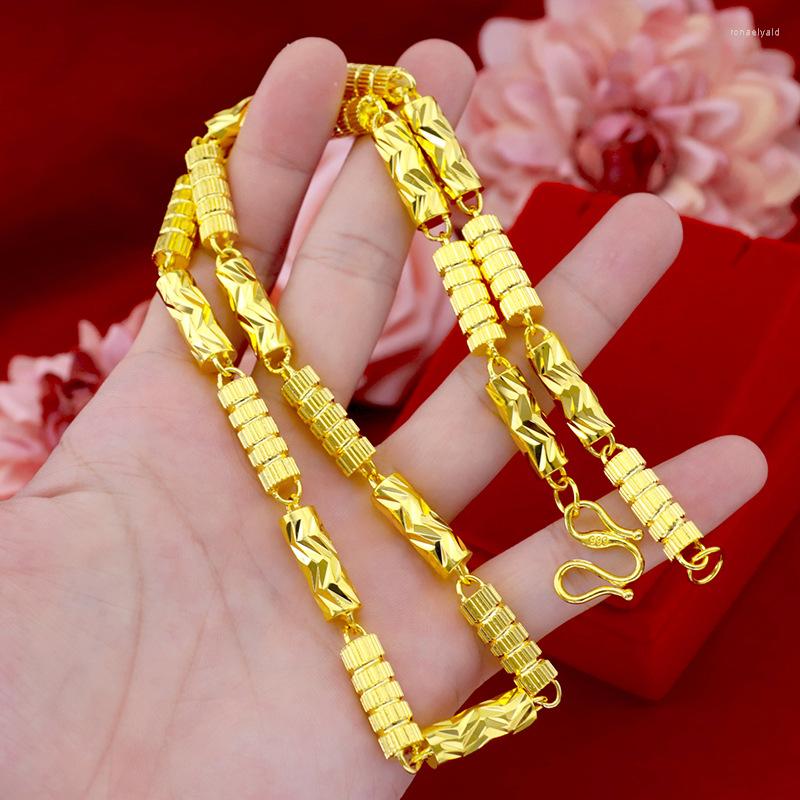  Chains Fashion Luxury Men's Necklace 24K Gold Chain Solid Car Flower For Men Wedding Engagement Anniversary Jewelry Gifts Male