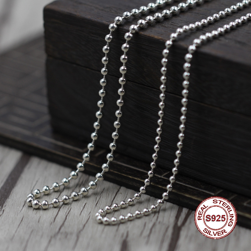  C05 S925 Sterling Silver Necklace Personalized Fashion Punk Hip Hop Style Round Beads Versatile Cross Flower Letter Shape Gift for Lovers