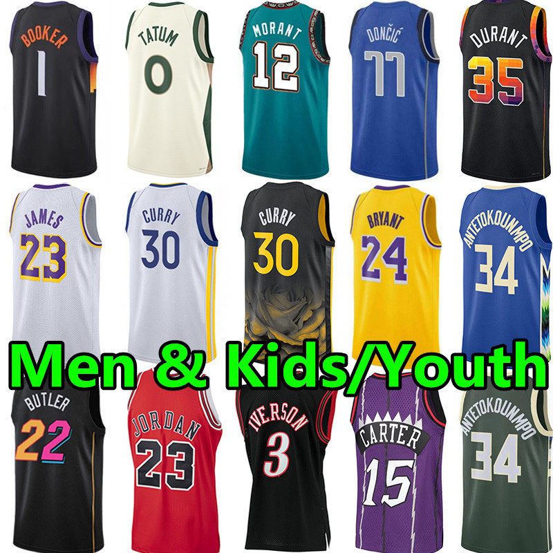 Sports & Outdoors>Athletic & Outdoor Apparel>Basketball Wear>Basketball Jerseys Men Youth kids Basketball Jerseys Stephen Curry James Ja Morant Devin Booker Kevin Durant Jayson Tatum Giannis Antetokounmpo Bryant Luka City adult children jersey