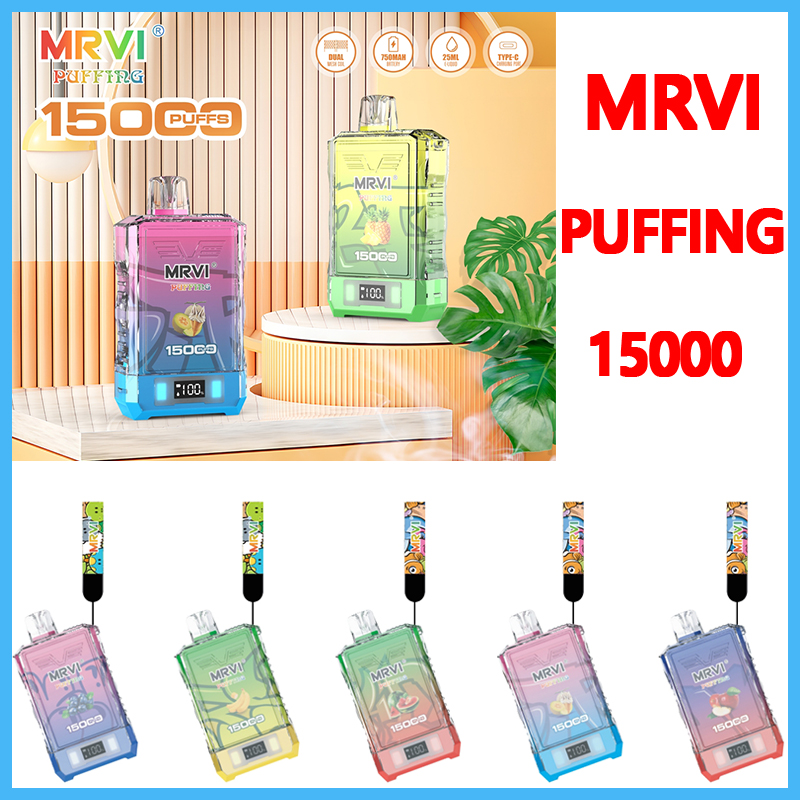  MRVI PUFFING 15000 15K Disposable Vape Pen E Cigarette Device With 750mAh Battery 25ml Pod Prefilled Catridge rechargeable 15000puffs 2023 NEW bigpuffs