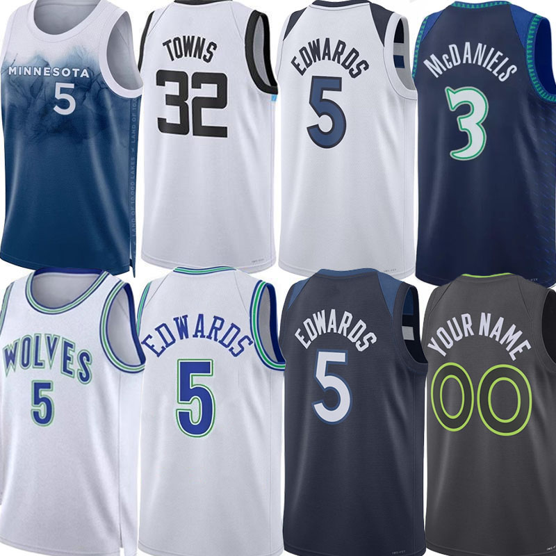 Sports & Outdoors>Athletic & Outdoor Apparel>Basketball Wear>Basketball Jerseys  DHgate 5 Anthony Edwards Jersey Minnesotn Timberwolvn City Basketball Jerseys Naz Reid Jaden McDaniels MIN Rudy Gobert Karl Towns Mike Conley Kyle Anderson Jersey Men