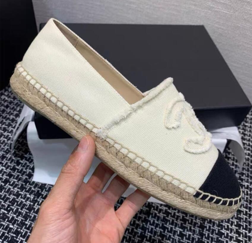  Luxury Casual Women Shoes Espadrilles Summer Designers Ladies Flat Beach Half Slippers Fashion Woman Loafers Fisherman Canvas Shoe Size 35-42