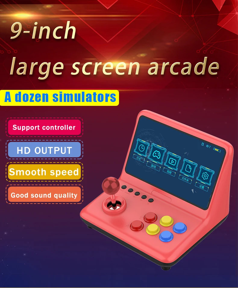   DHgate Portable Game Players POWKIDDY A12 32GB 9inch joystick arcade A7 architecture quadcore CPU simulator video game console children's gift 231120