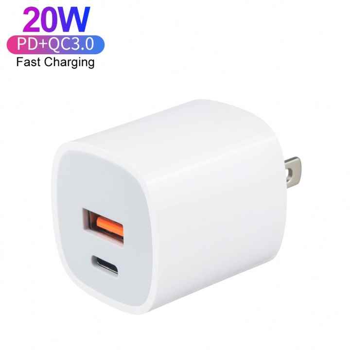 Cell Phones & Accessories>Cell Phone Accessories>Cell Phone Chargers  DHgate Mini 20W Charger Dual Ports USB-C Power Adapter PD+QC3.0 USB Type C Wall Charger