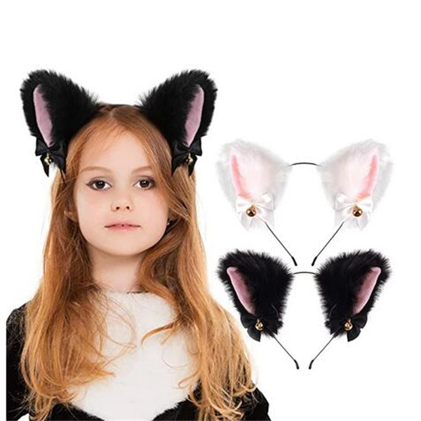   DHgate Kids Hair Accessories Black and White New cosplay Internet Popular Bell Headband Fox Cat Ear Headwear Hairband GC1887