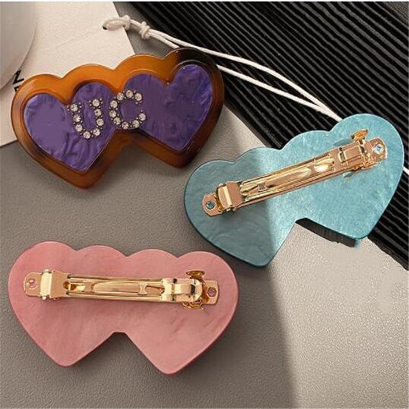  Cute Girls Hairpin Luxury Designer Barrettes Loving Heart Letter Hair Clips Hairclips Fashion Women Rhinestone spring Hairpins Hair Accessories