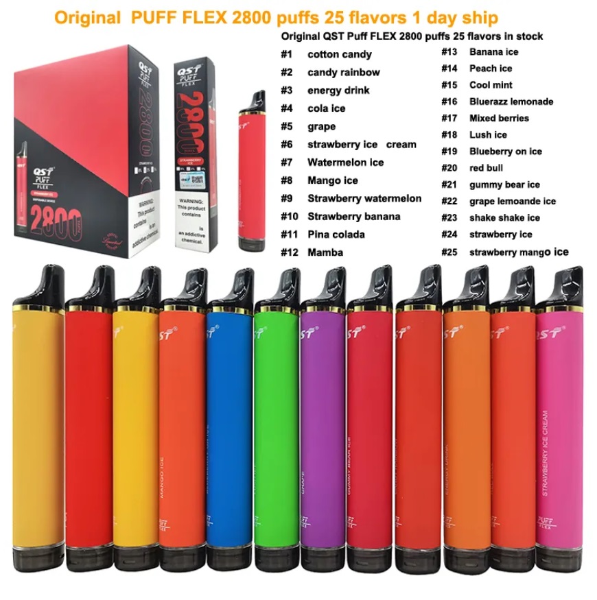  Original QST Puff flex 2800 E Cigarettes ZLQBAR 600 5500 8000 IQTE 10000 Filex max 5000 Shine 0% 2% 5% disposable vape Authorized