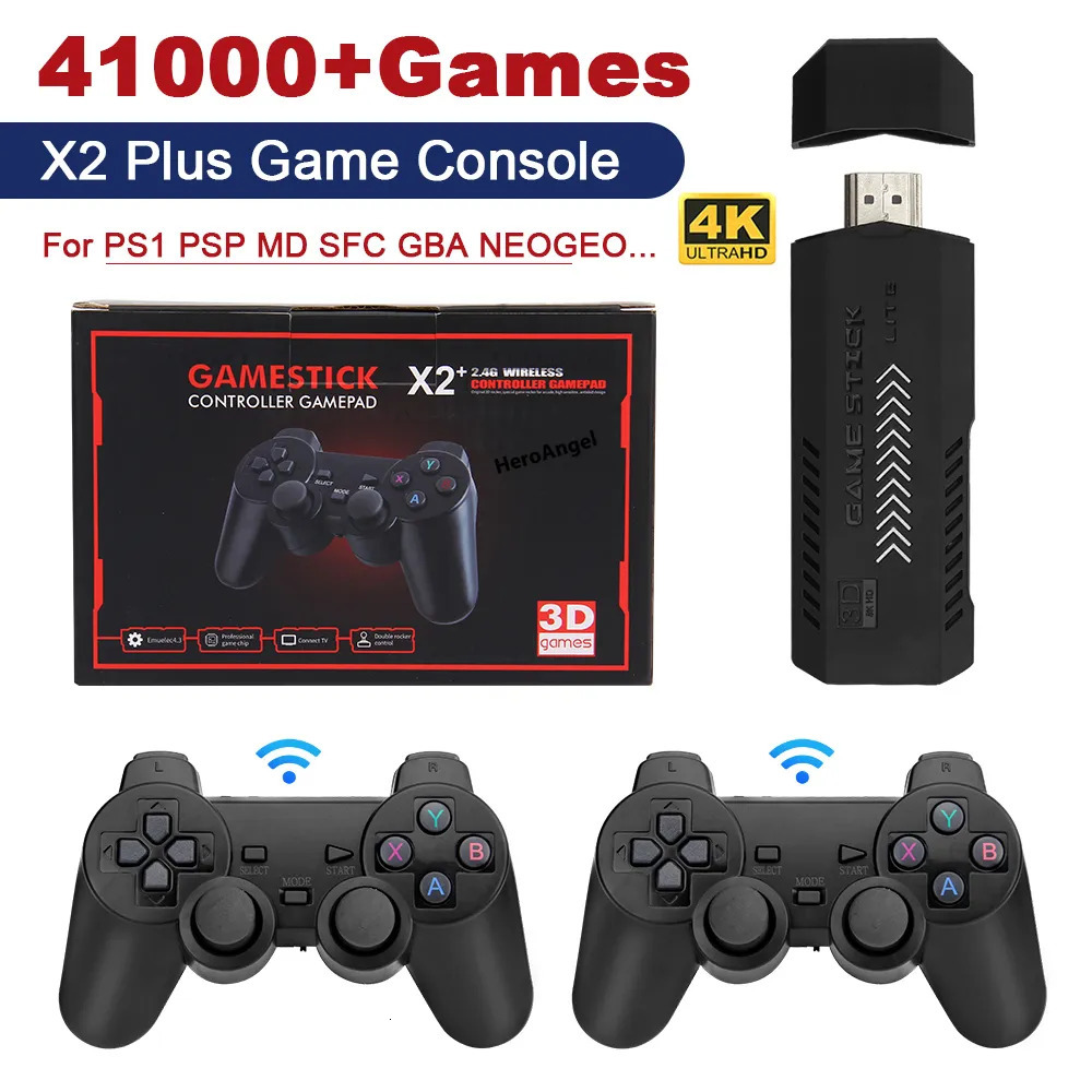   DHgate Portable Game Players X2 PLUS Video Stick 1080P Console 2 4G Double Wireless Controller 41000 Games 128GB Retro for PSP PS1 FC Boy Gift 231019