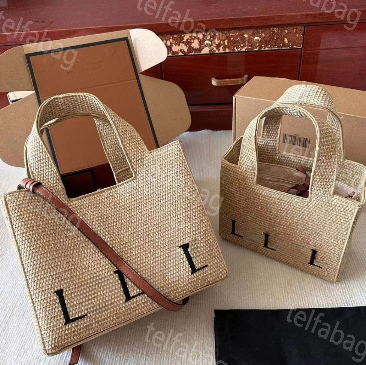   DHgate Designer Basket Straw Bag Fashion tote bag Basket Straw Bag Designer Hand Woven Cross Body Open Beach Handbag Ladies Loe Summer bag high quality