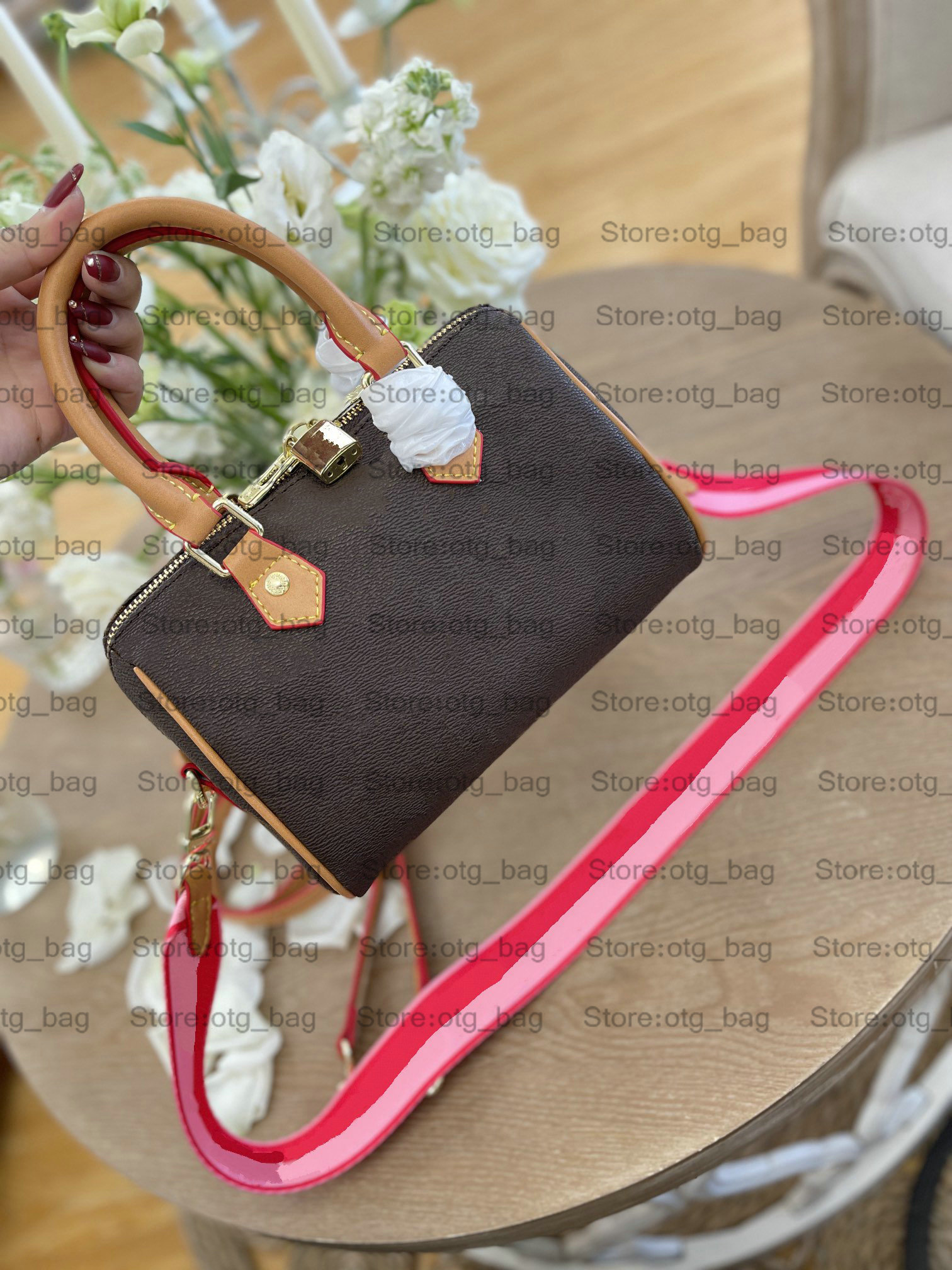   DHgate SPEEDY BANDOULIERE 20 Women Designer Bags Monograms Pillow Pack Purse Two Handles A Long Strap Cross Body Mini Totes Luxurys Handbags Weaving Straps M46234