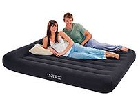 Полуторный надувной матрас Intex Pillow Rest Classic Airbed (Full), 137х191x23 см с подголовником и встроенным насосом 220 V 66780