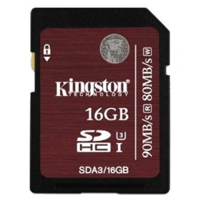 Карты памти Kingston Карта памти Kingston 16Gb SDHC Class 10 SDA3/16GB (SDA3/16GB)