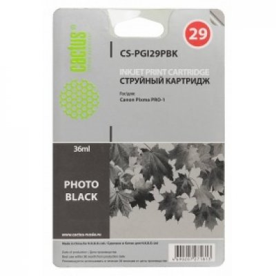 Картридж совместимый дл струйных принтеров Cactus CS-PGI29PBK фото черный дл Canon Pixma Pro-1 (36мл) (CS-PGI29PBK)