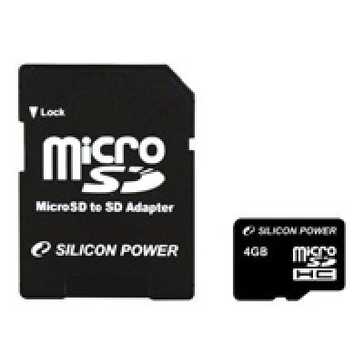 Карта памти Silicon Power 4GB microSDHC Class 4 (SD адаптер) (SP004GBSTH004V10-SP)
