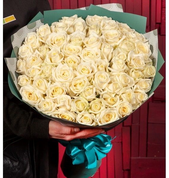 Букет-соло Белые розы (15,25,35,51,75,101 или 151)
