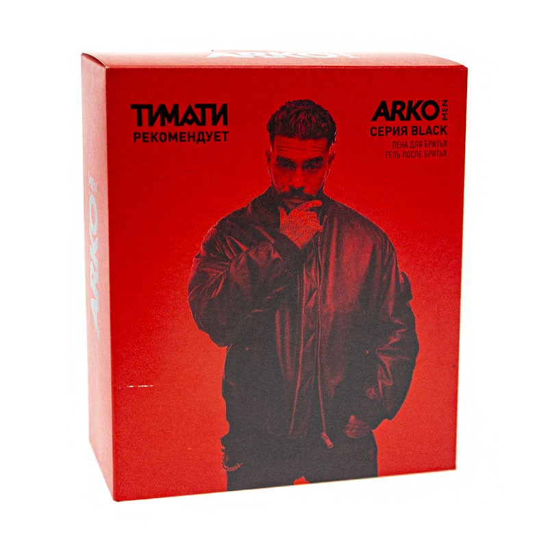 Подарочные наборы  Зеленый Остров Набор подарочный мужской ARKO Black (Пена 200 мл + гель п/бр 100 мл)