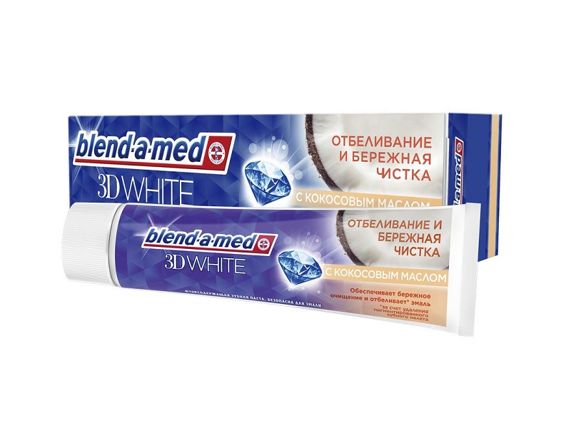 Зубные пасты Паста зубная Blend-a-med 3D White Отбеливание и бережная чистка с Кокосовым маслом 100 мл