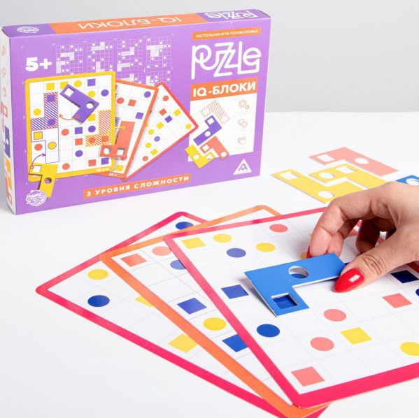 Игра настольная игра-головоломка Puzzle IQ-блоки 12 элементов 2 вид, 5+