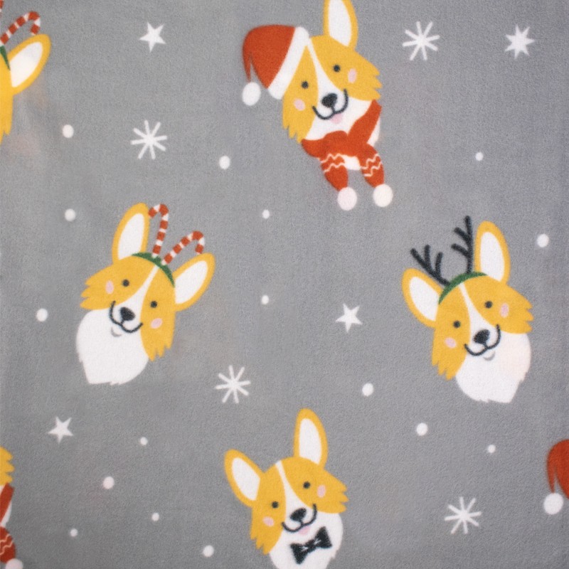 Плед Holiday corgi 130 x 170 см серый флис